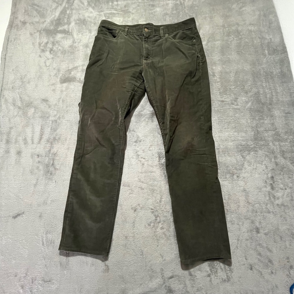 J.Crew Corduroy‎ Pants Mens 33x30 (Meas. 35x29) Olive Green Slim Fit Flex J7334